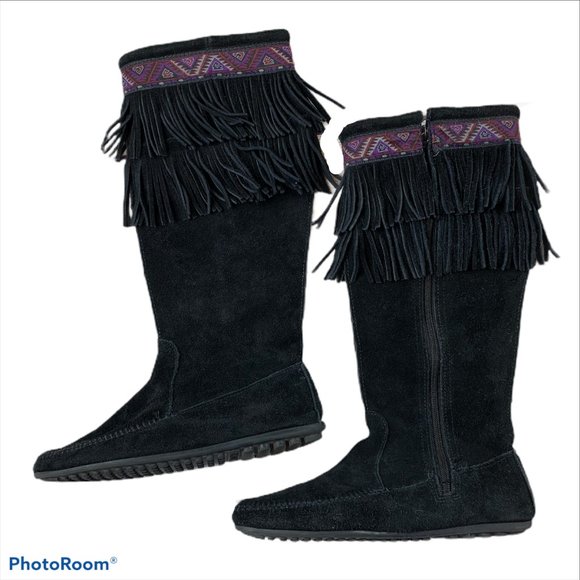 ⭐️SOLD⭐️ Minnetonka Moccasin Fringe Knee Boots 9 - Picture 10 of 13